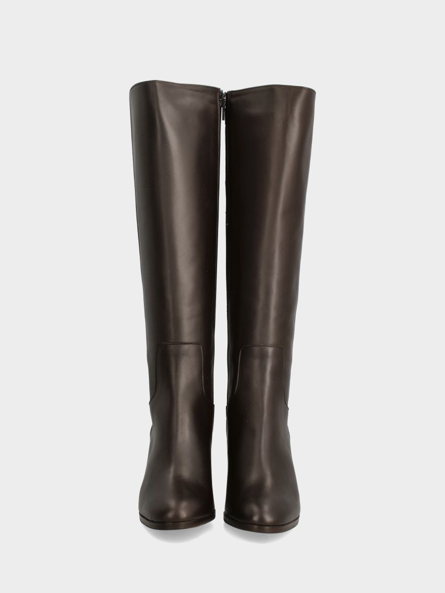 Botte en veau marron foncé avec talon bloc