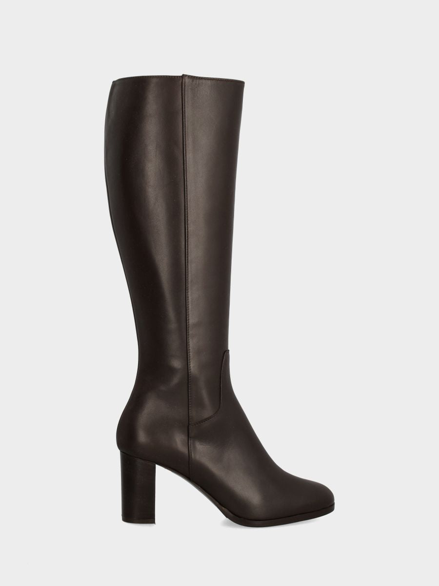 Botte en veau marron foncé avec talon bloc