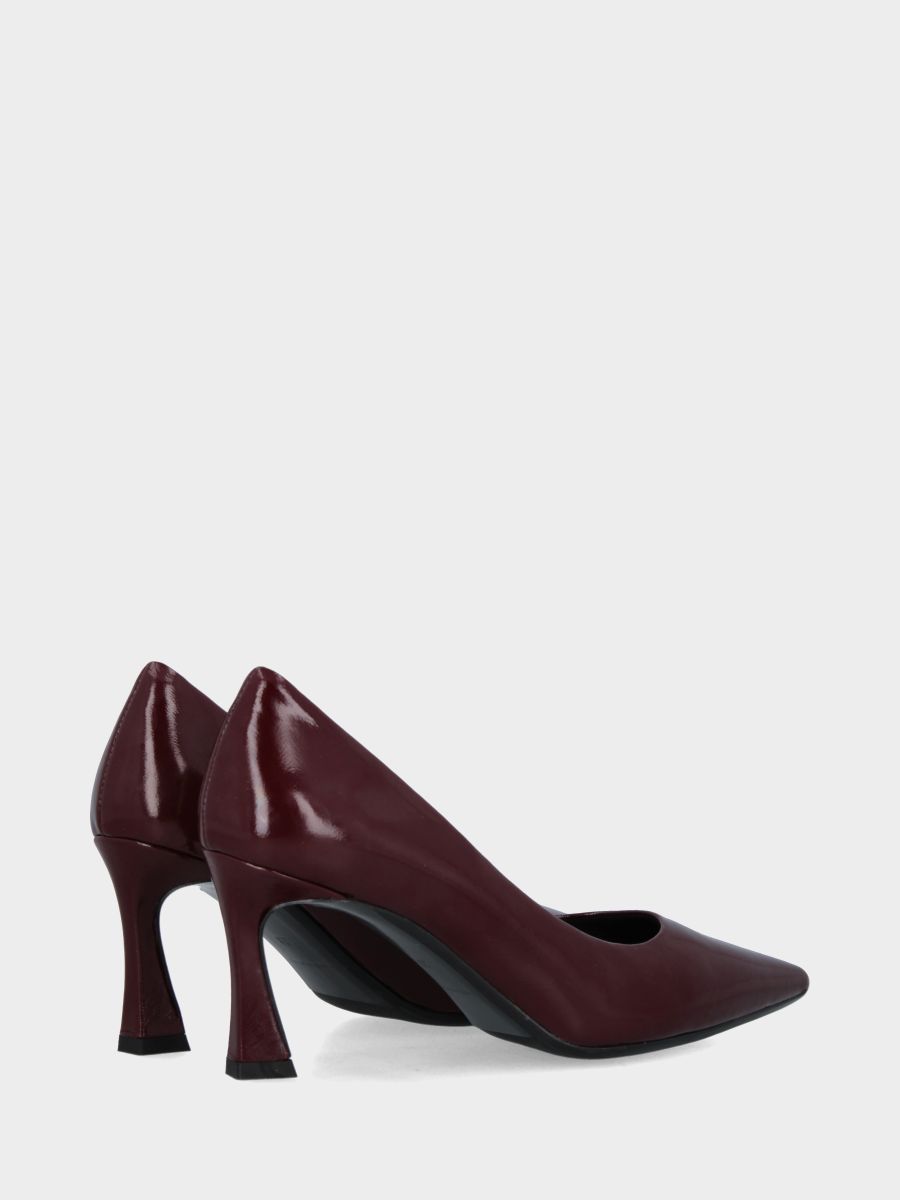 Escarpins en verni miroir bordeaux avec talon creux
