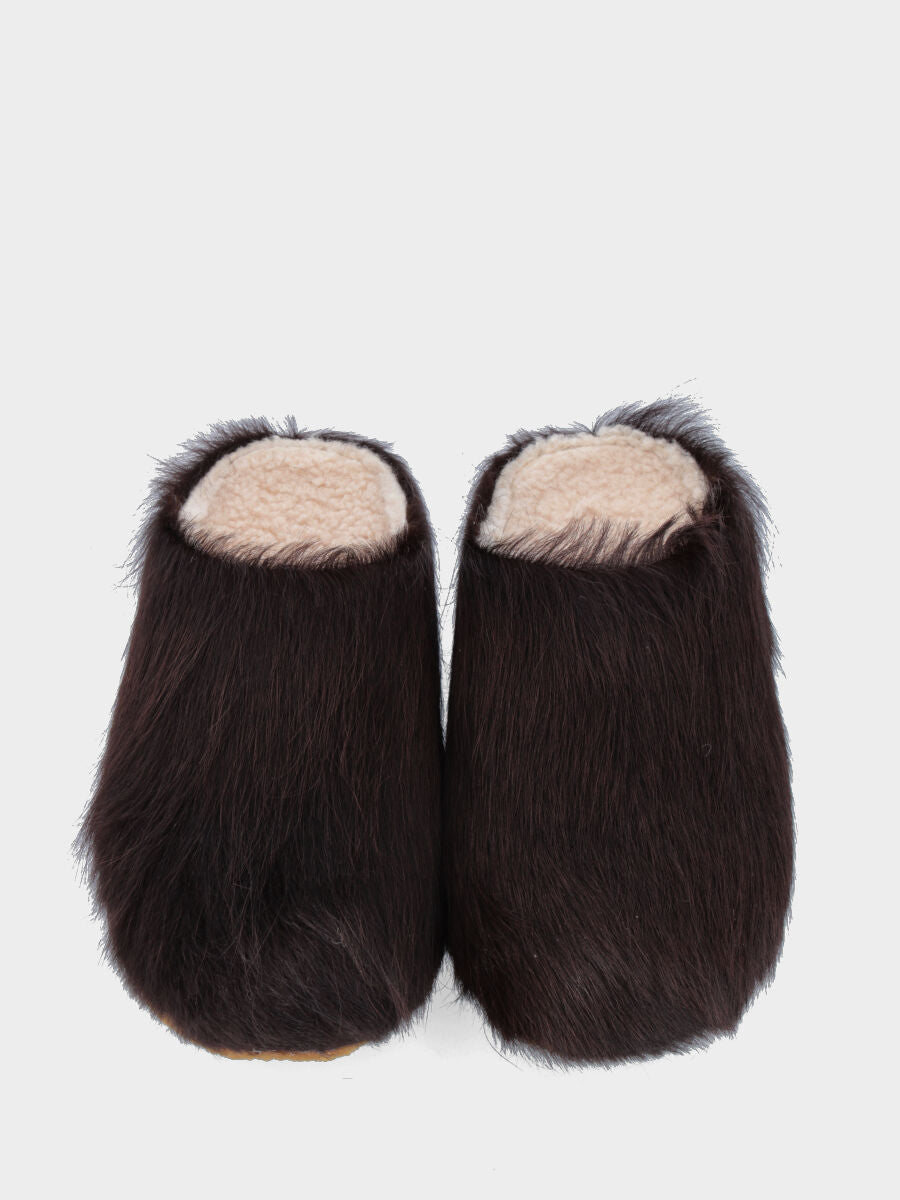 Sabot in cavallino testa di moro con platform interna