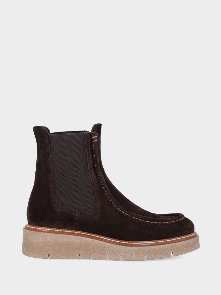 Beatles in velour testa di moro con platform e bordo frastagliato