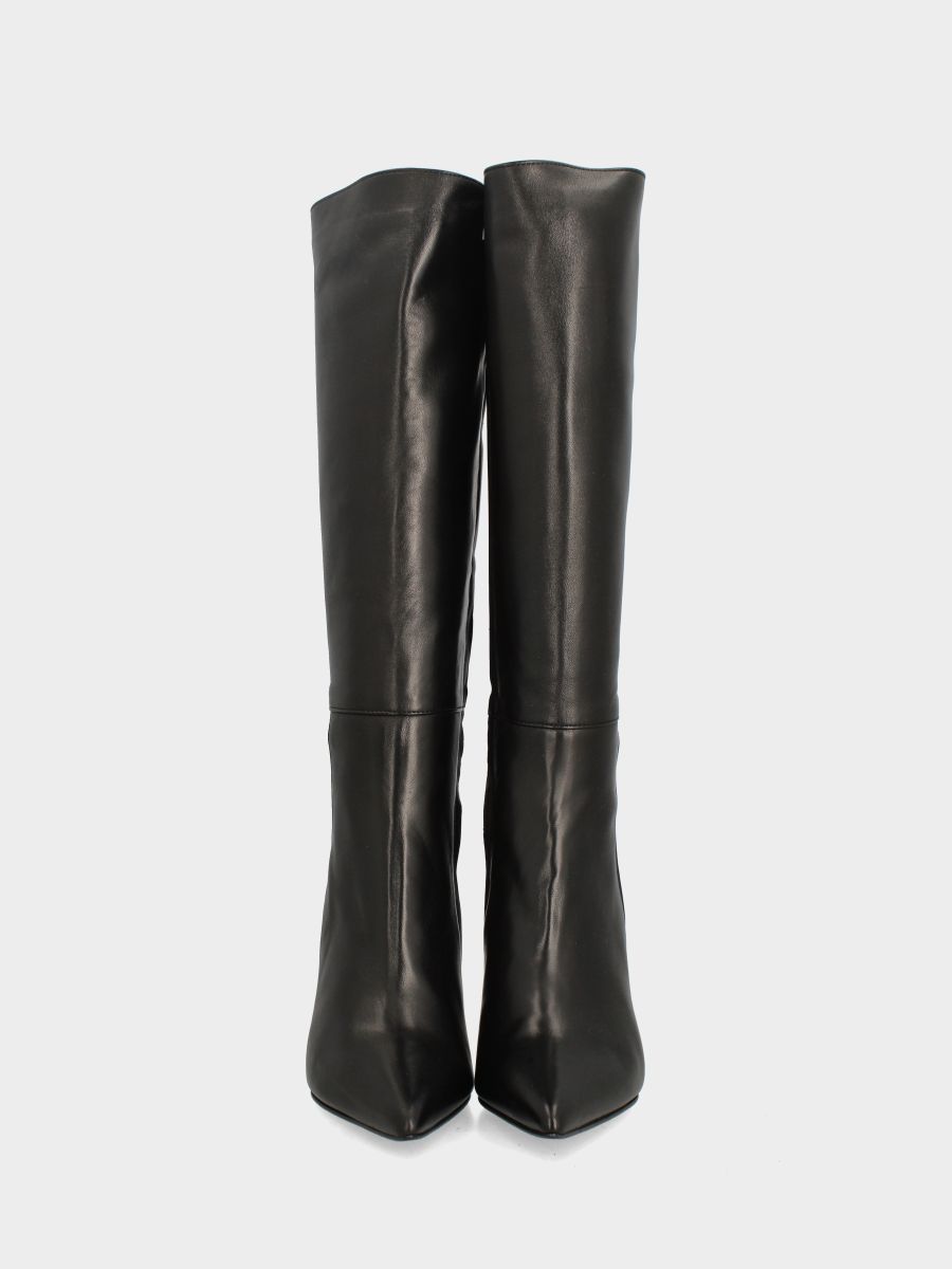 Stivale in nappa nera con stiletto a coda da 100 mm