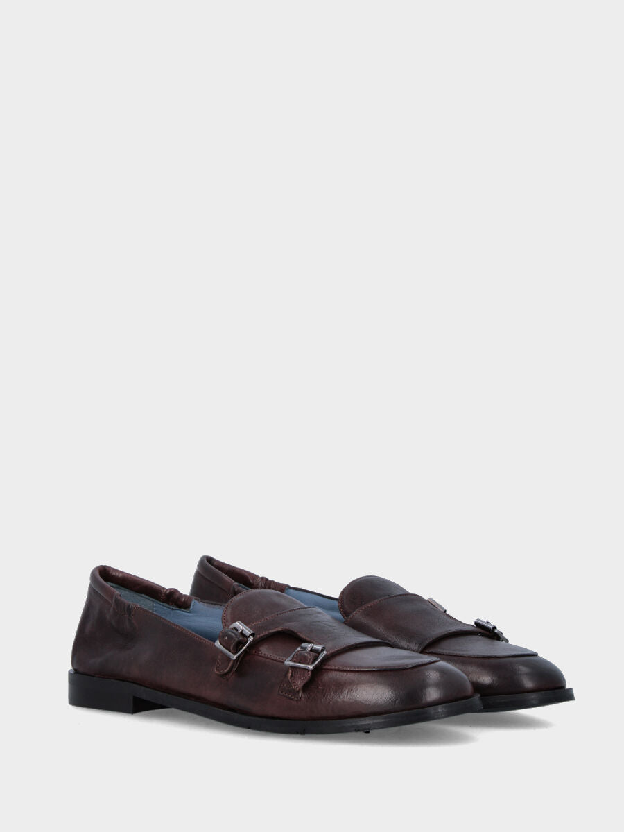 Sandalo monoblocco in vitello rosso con fascia ripiegata