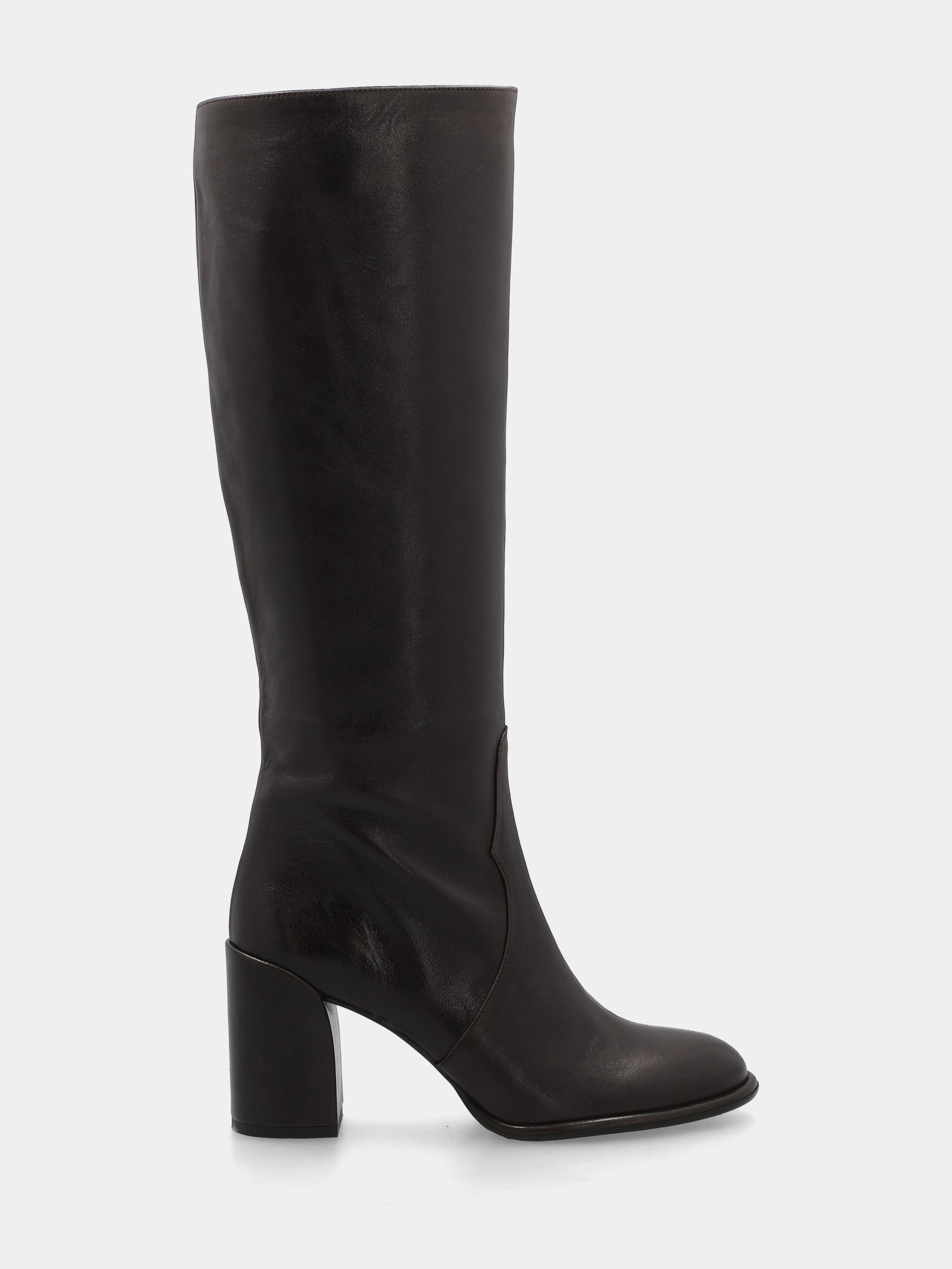 Stivale in nappa testa di moro con tacco 70mm e plateau 10mm