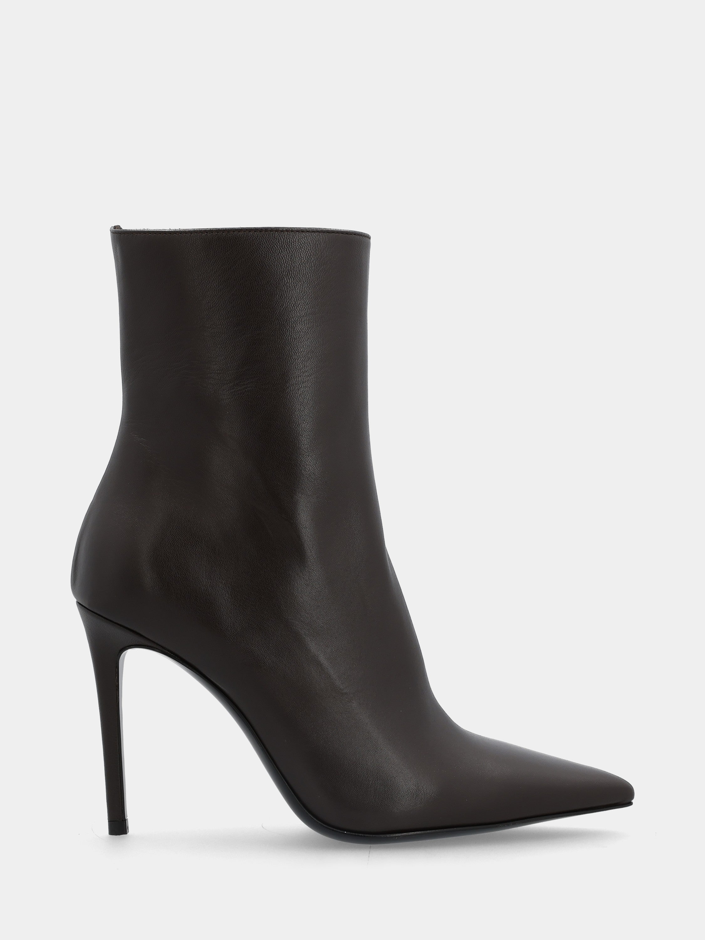 Stivaletto in nappa testa di moro con tacco stiletto 100mm a coda