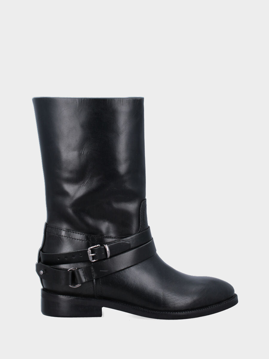 Camperos in vitello nero con cinturini alla caviglia