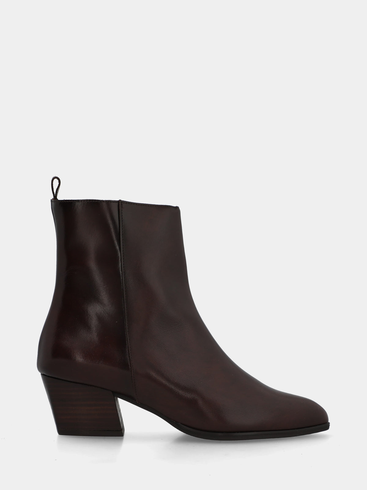 Stivaletto in velour marrone con cerniera al retro