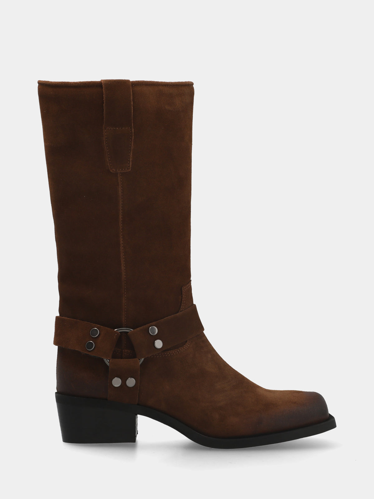Stivale in velour cuoio con cavigliera