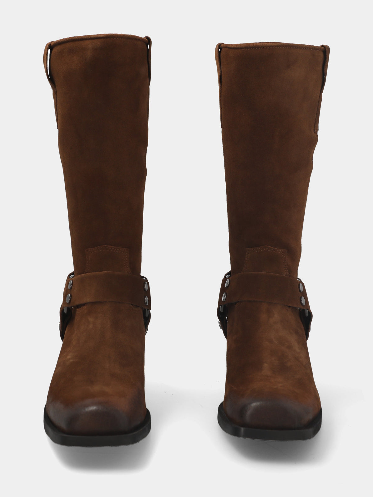 Stivale in velour cuoio con cavigliera