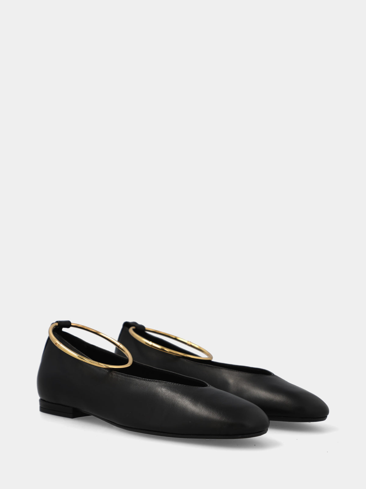 Ballerina in nappa nera con cerchio alla caviglia