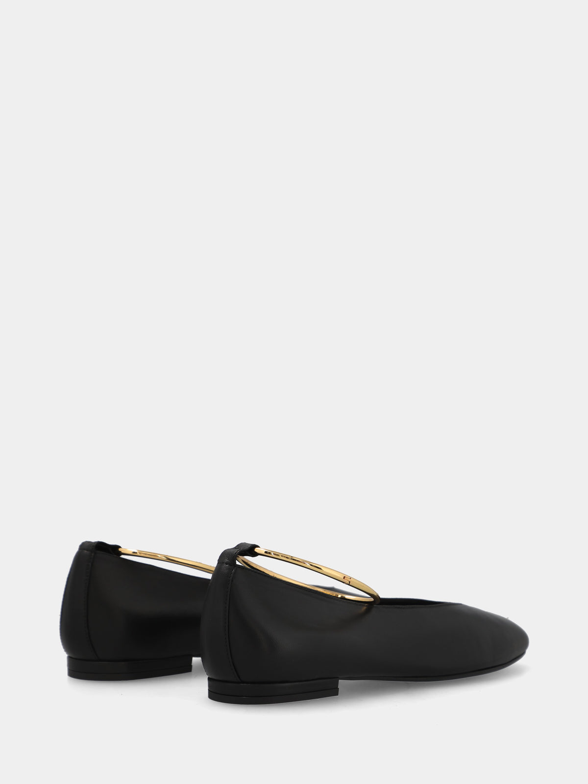 Ballerina in nappa nera con cerchio alla caviglia