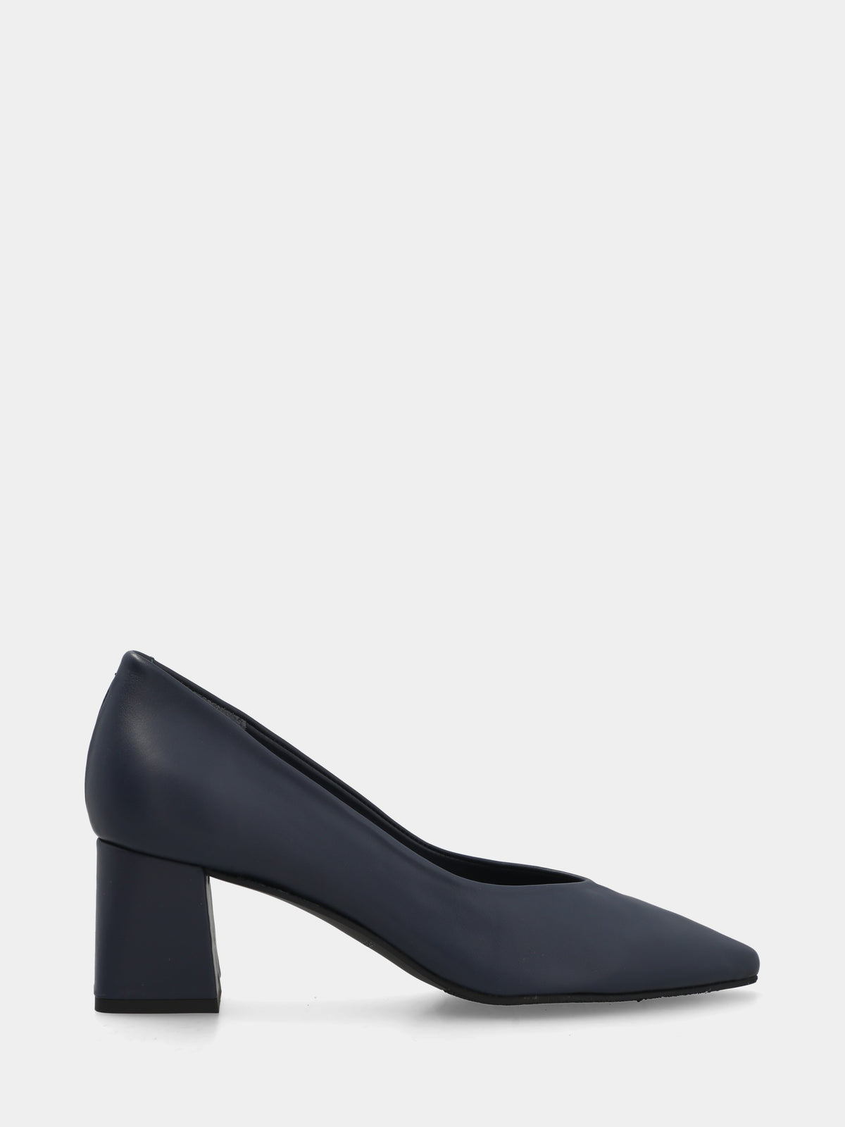 Décolleté in nappa blu con tacco a blocco