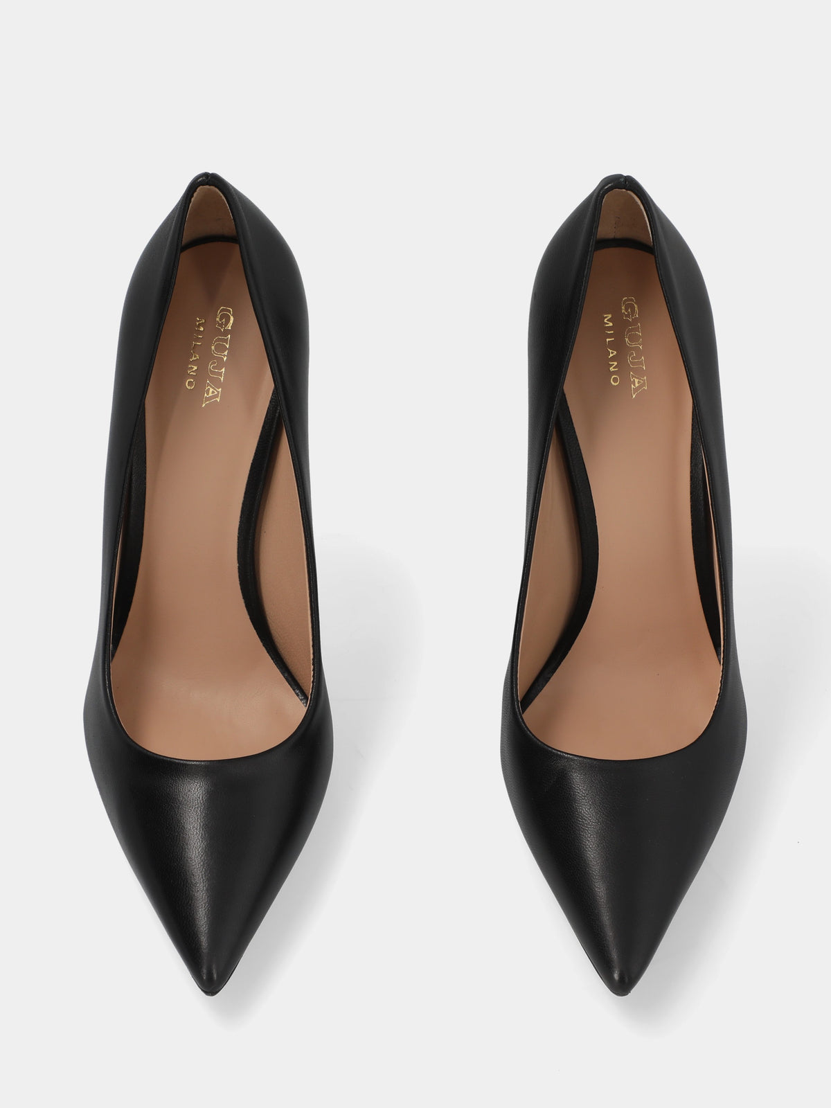 Décolleté in nappa nera con tacco a coda stiletto