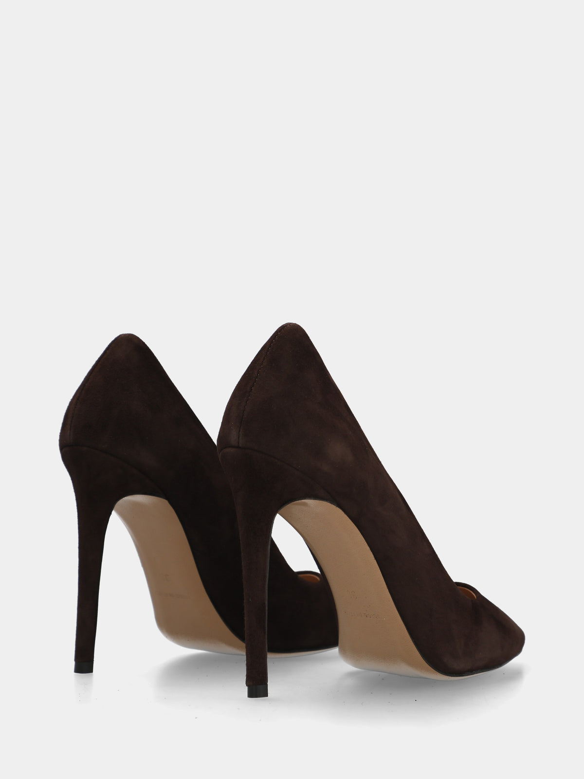 Décolleté in camoscio testa di moro con tacco a coda stiletto