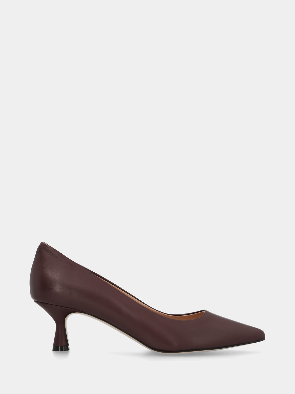 Décolleté in nappa bordeaux con tacco a calice