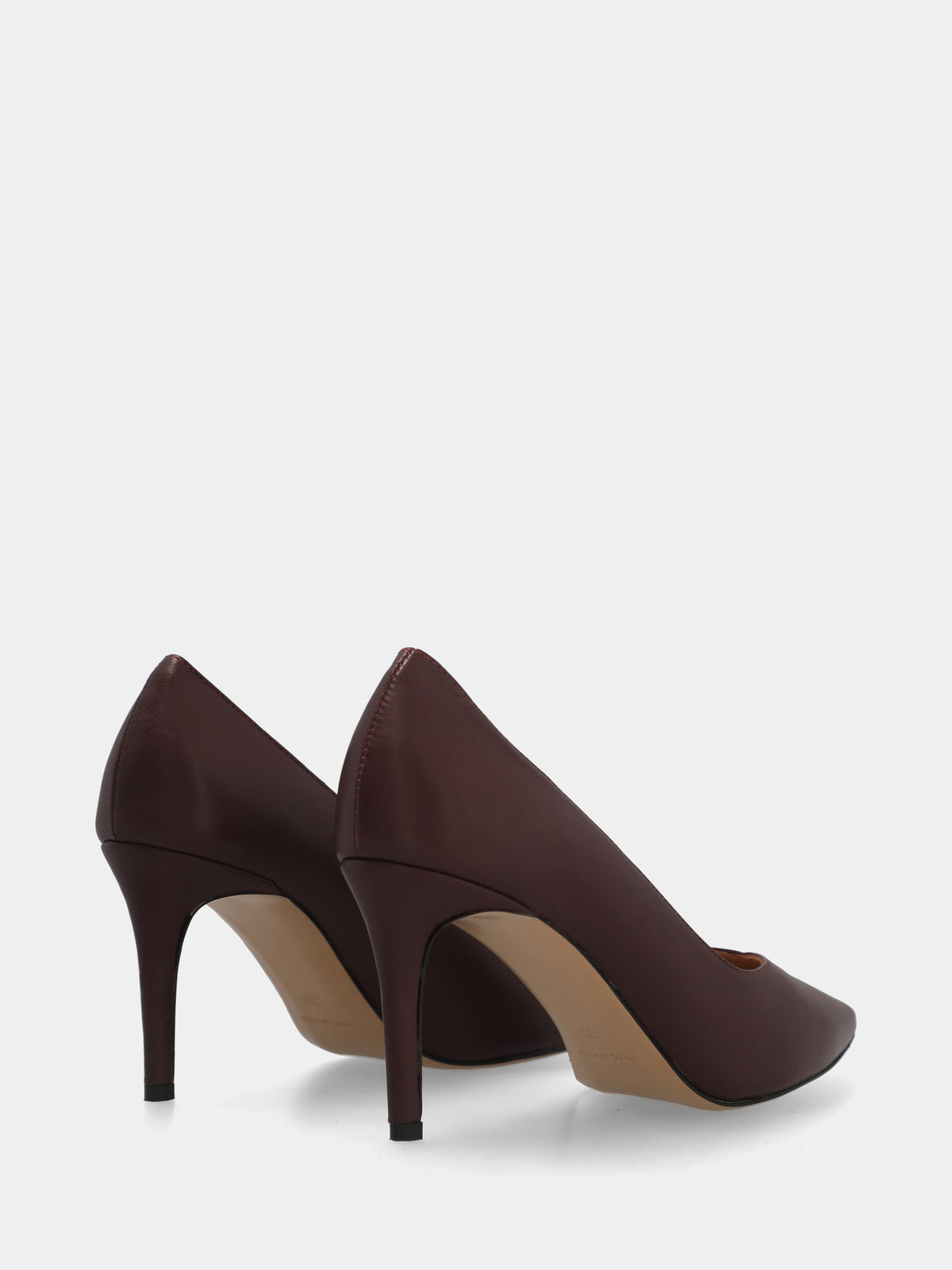 Décolleté in nappa bordeaux con tacco a coda a calice