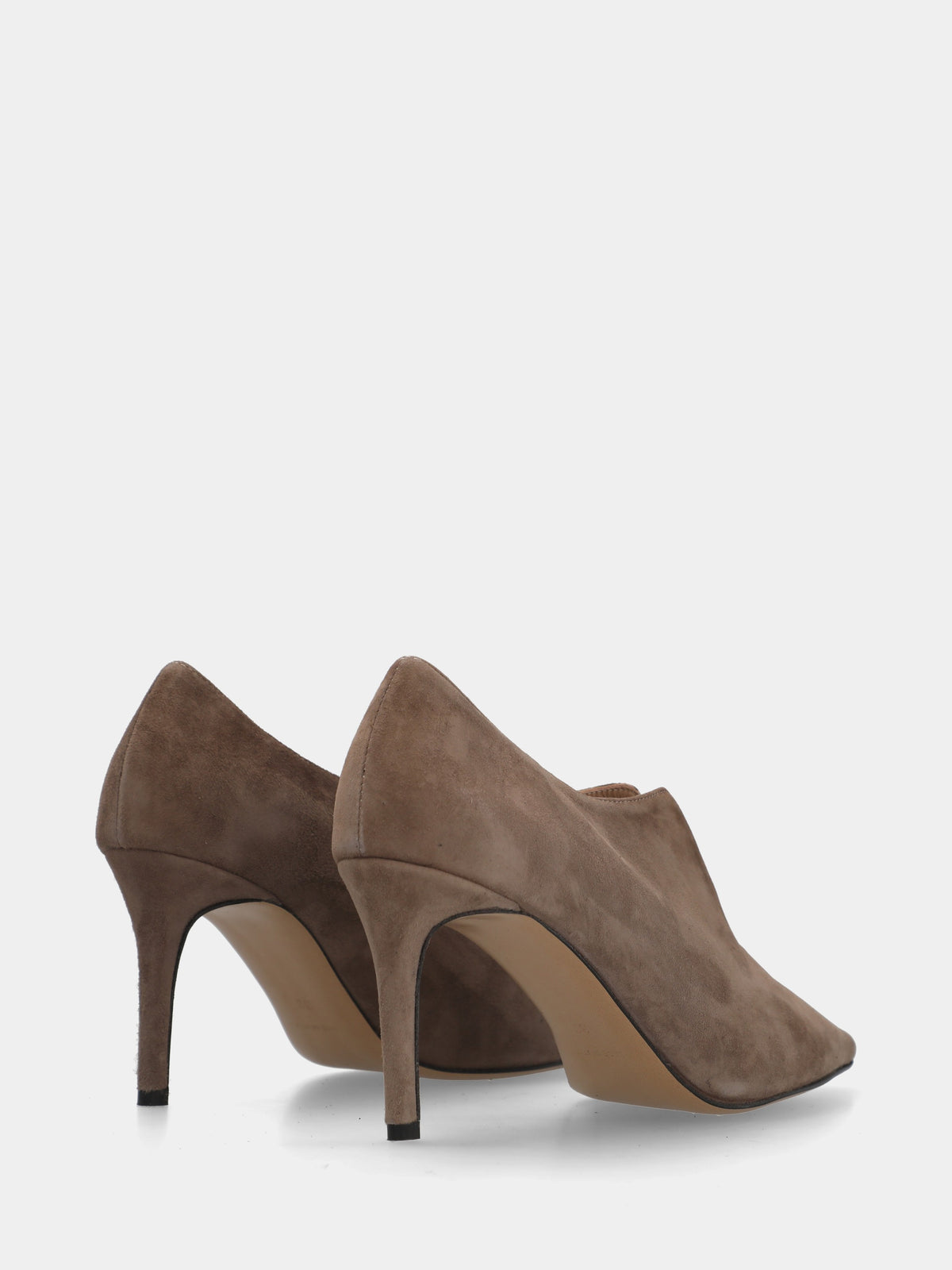 Tronchetto in camoscio beige con tacco a calice