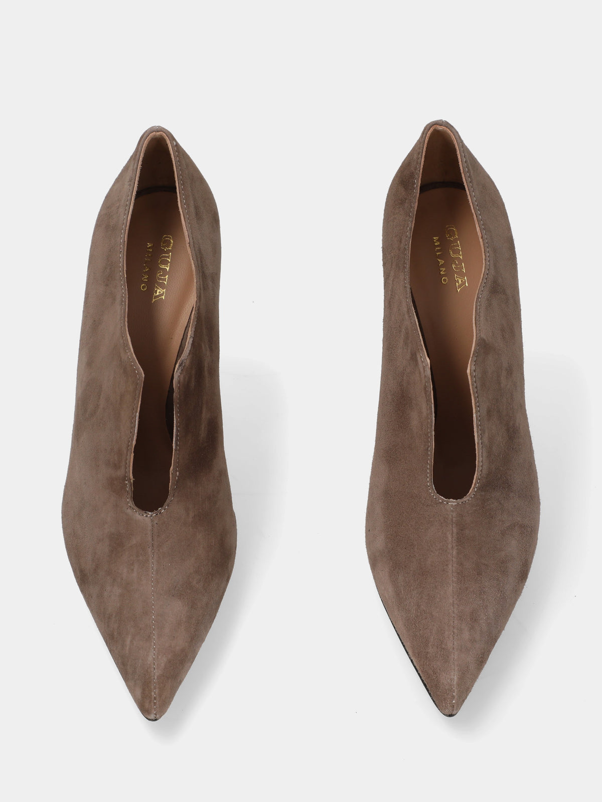 Tronchetto in camoscio beige con tacco a calice