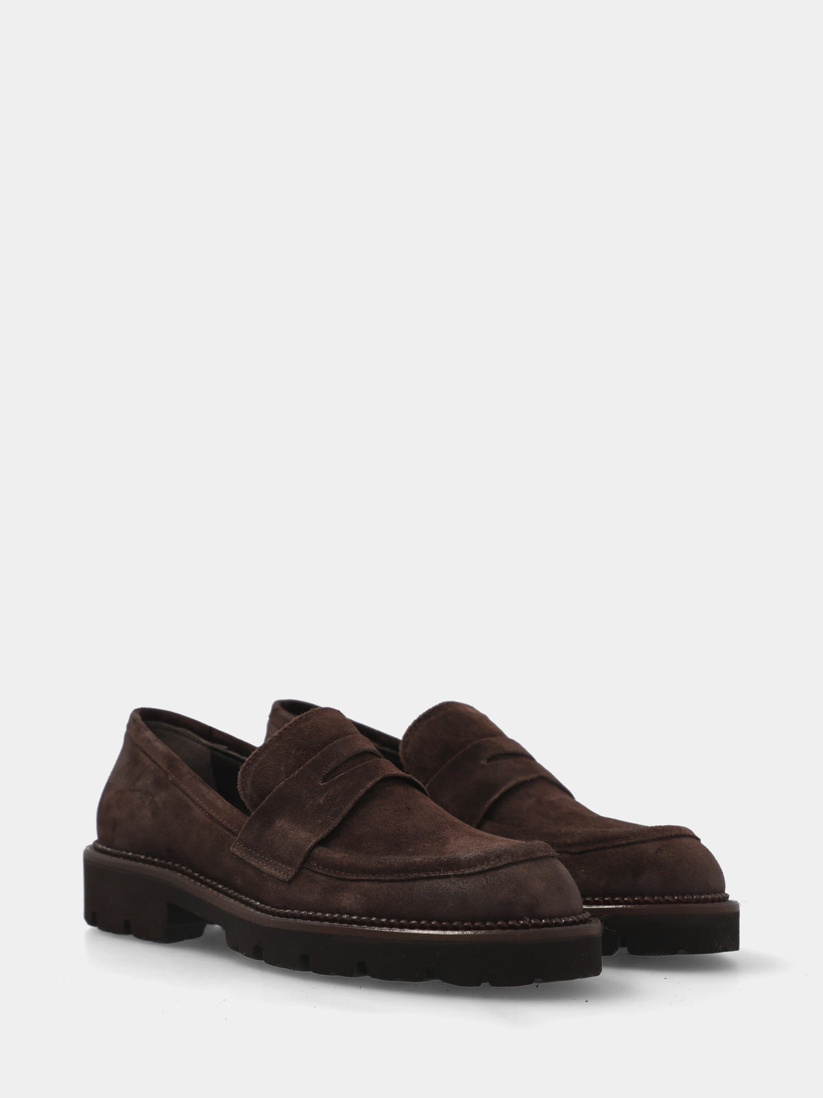Mocassino in velour testa di moro con suola carrarmato