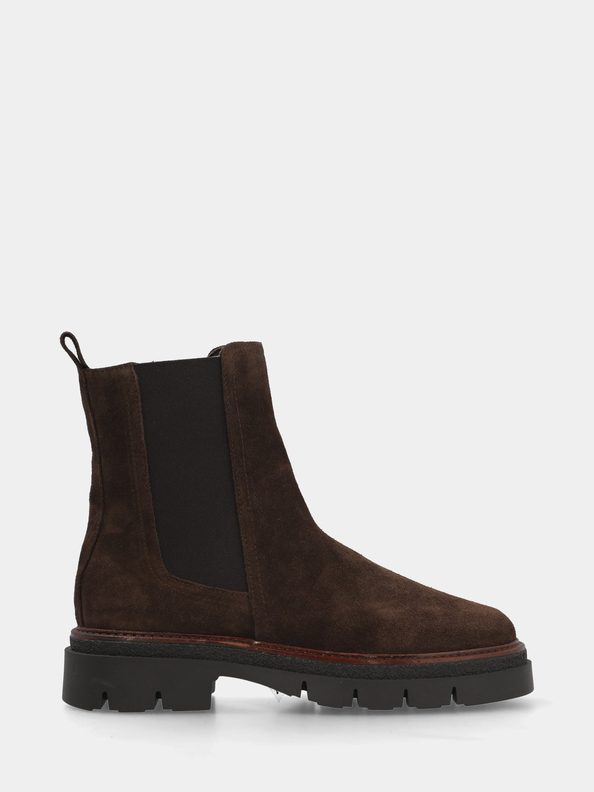 Stivaletto combat in velour testa di moro con elastico