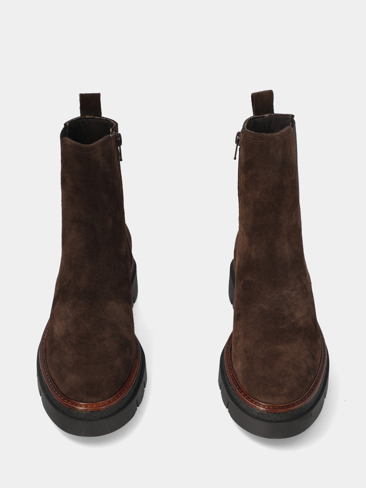 Stivaletto combat in velour testa di moro con elastico