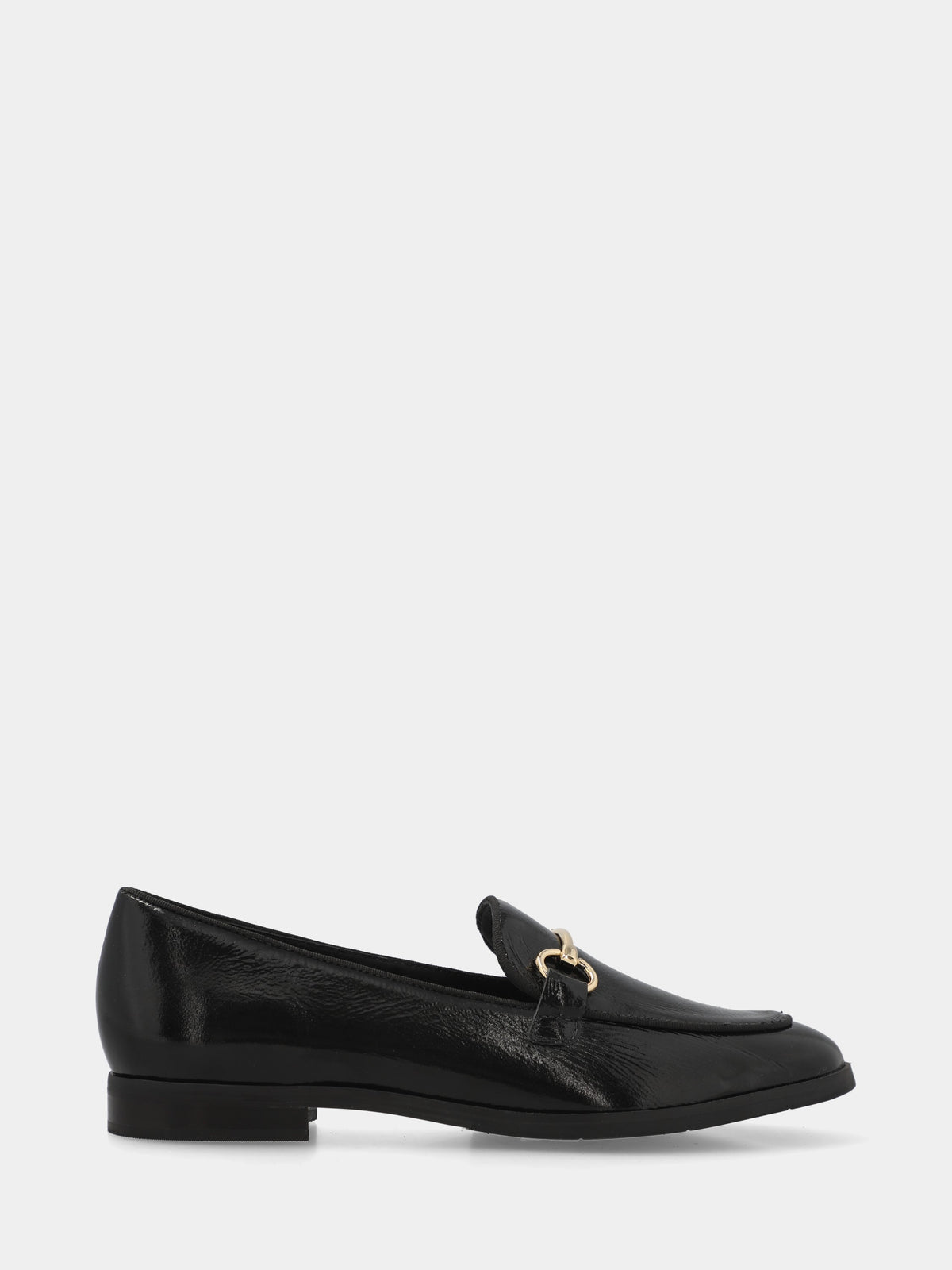 Mocassino in naplack nero con morsetto metallico