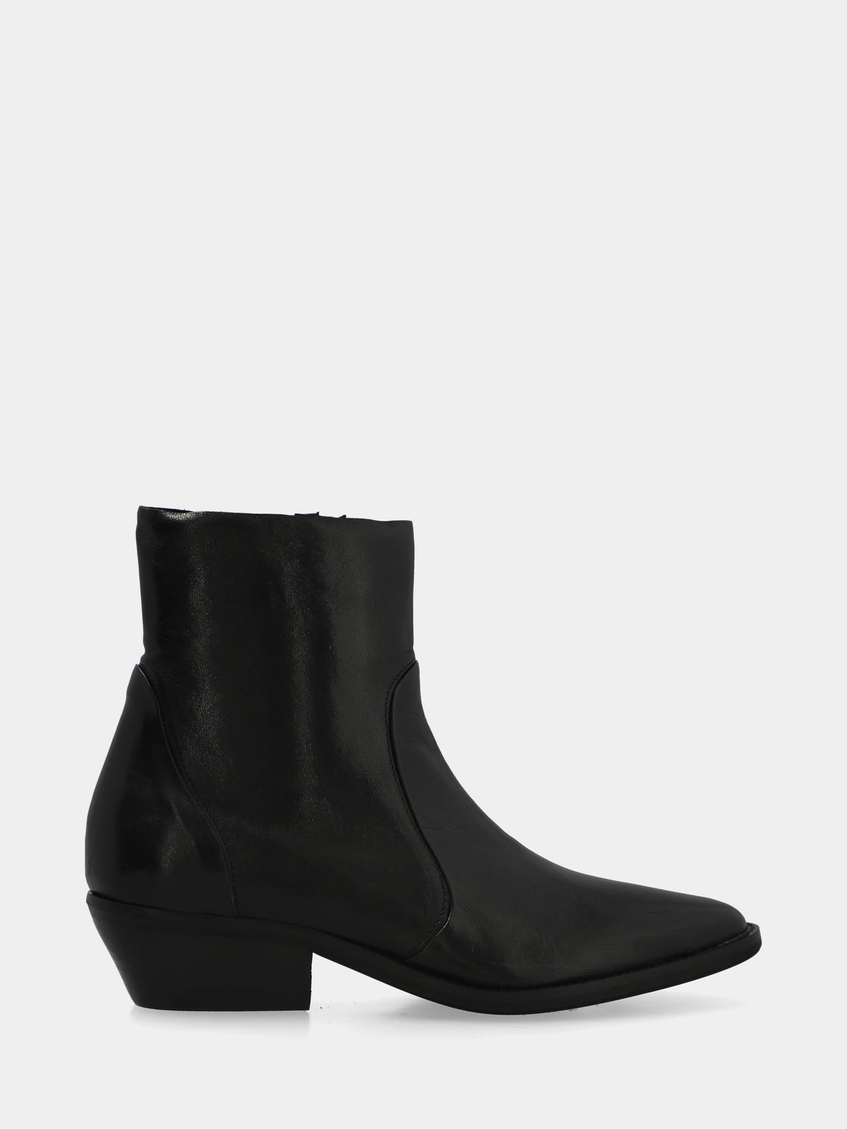 Stivaletto in vitello nero con zip laterale