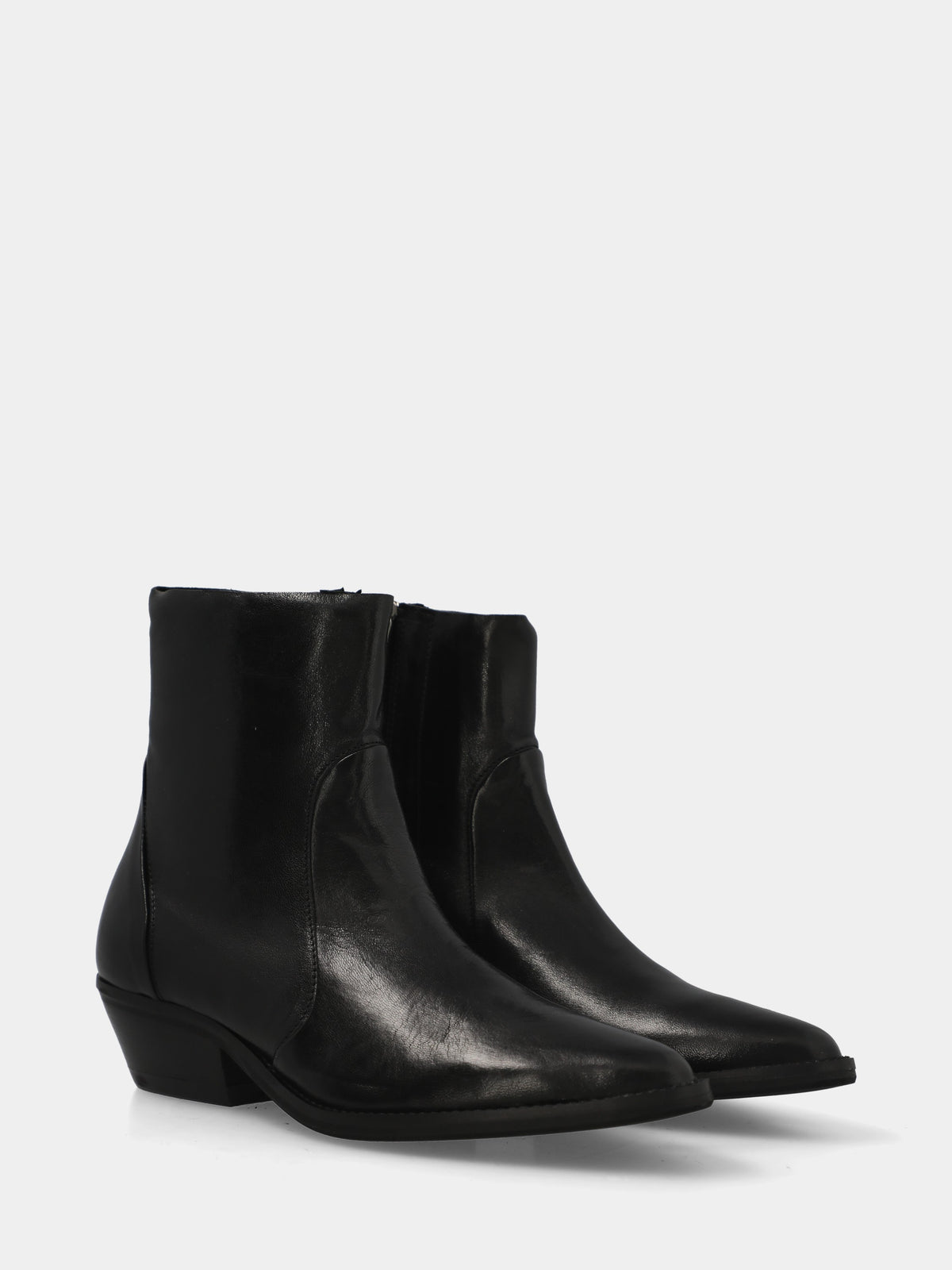 Stivaletto in vitello nero con zip laterale