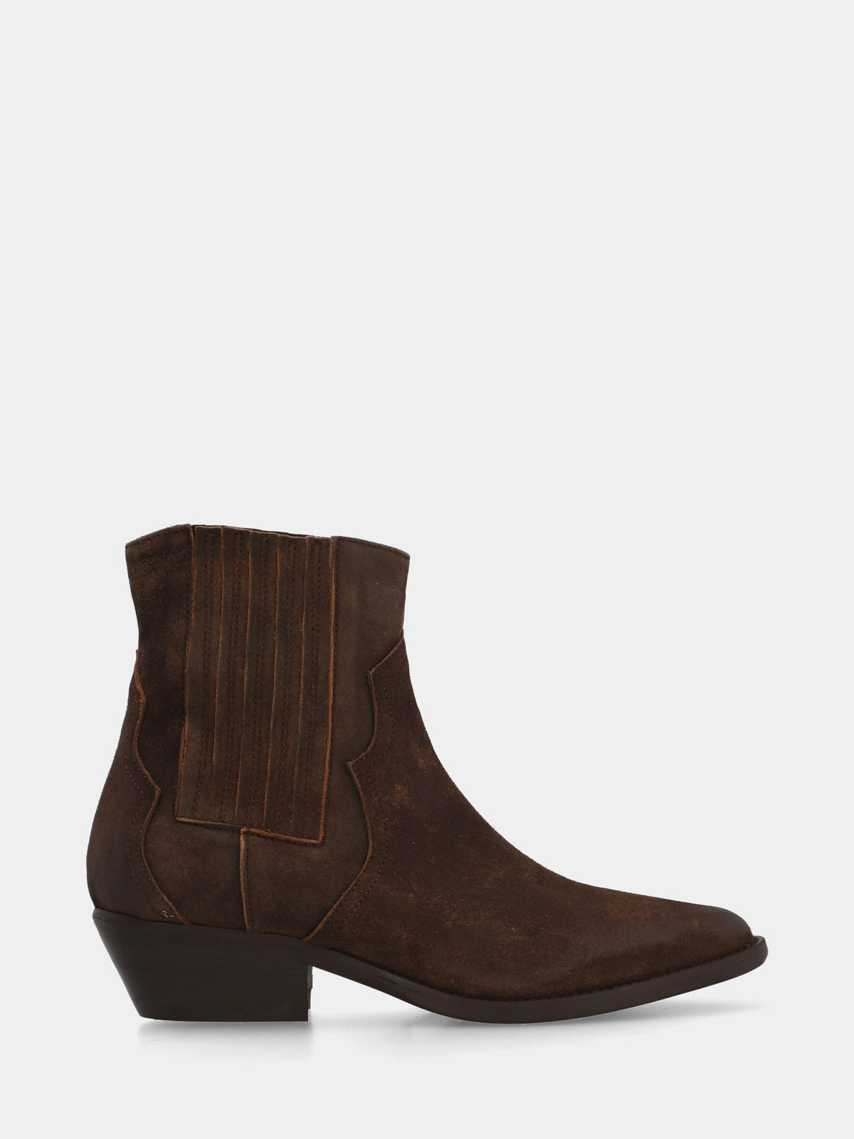 Stivaletto in velour marrone con elastici coperti
