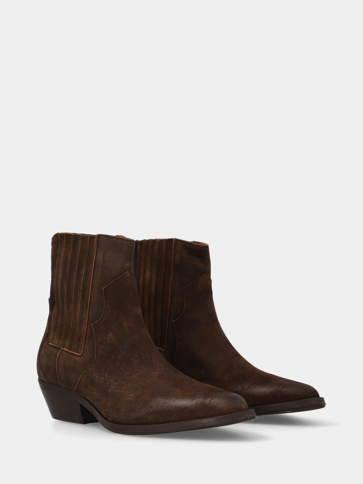 Stivaletto in velour marrone con elastici coperti