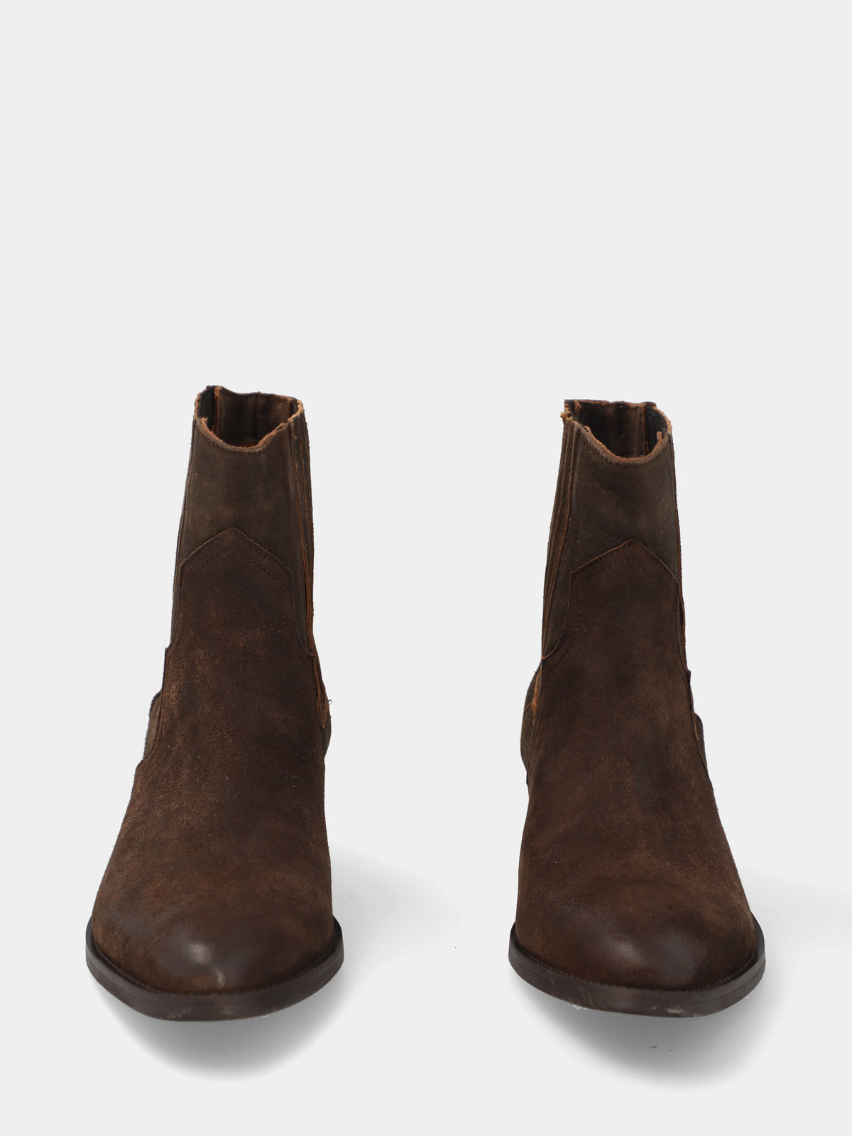 Stivaletto in velour marrone con elastici coperti
