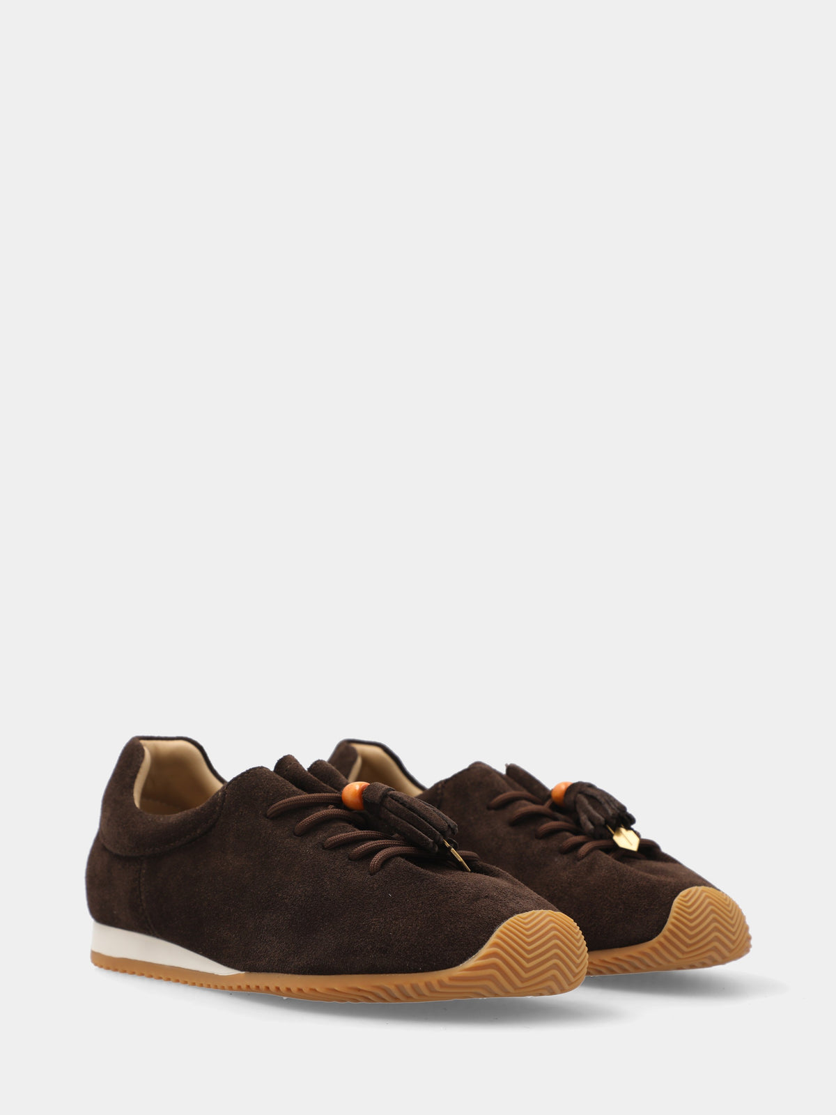 Sneaker in velour testa di moro con suola zigrinata