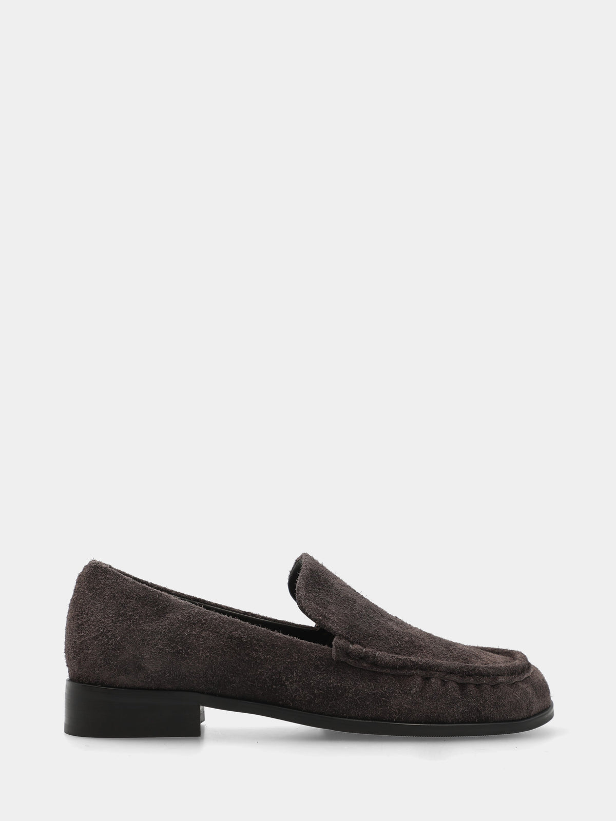 Mocassino in velour grigio con vaschetta cucita