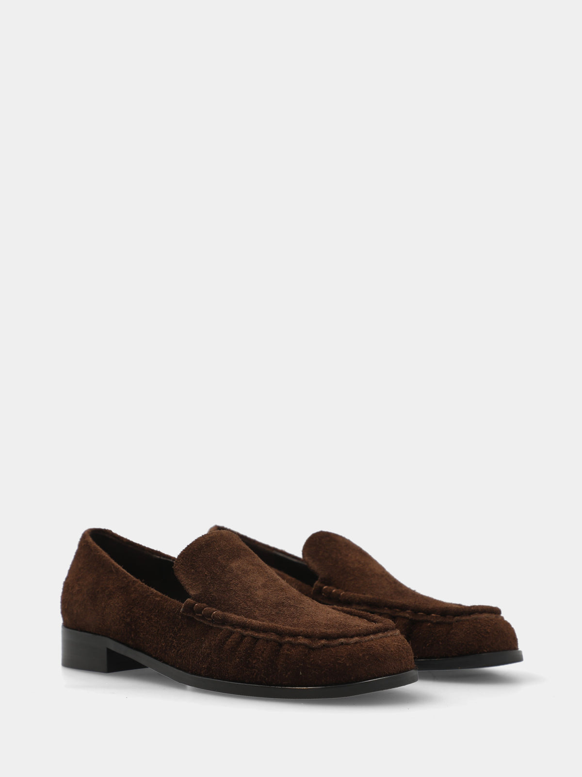 Mocassino in velour testa di moro con vaschetta cucita