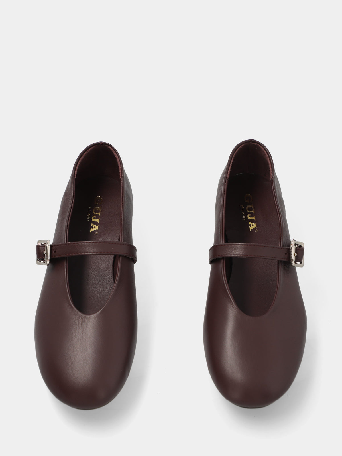 Ballerina in nappa bordeaux con cinturino alla caviglia
