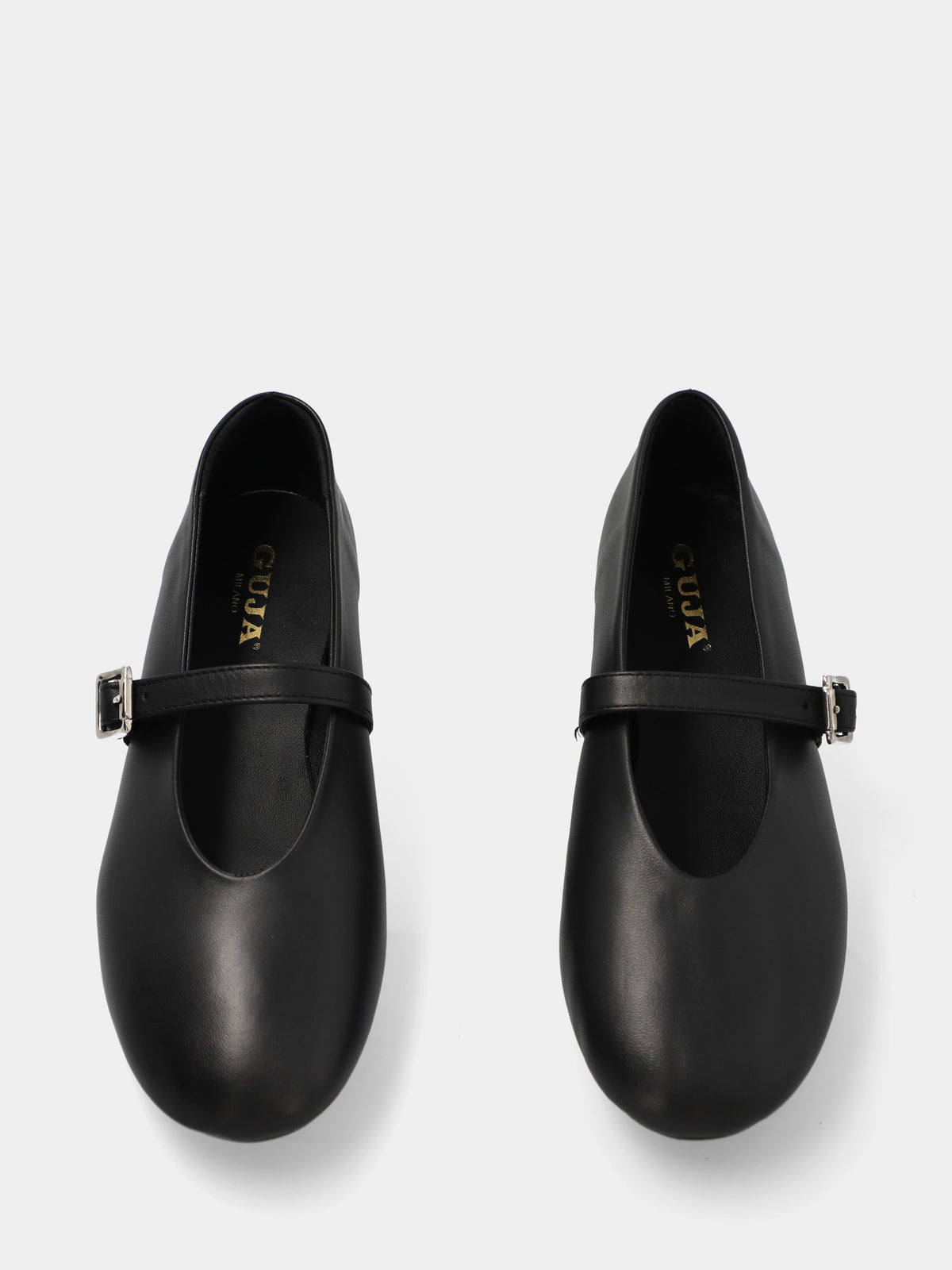 Ballerina in nappa nera con cinturino alla caviglia