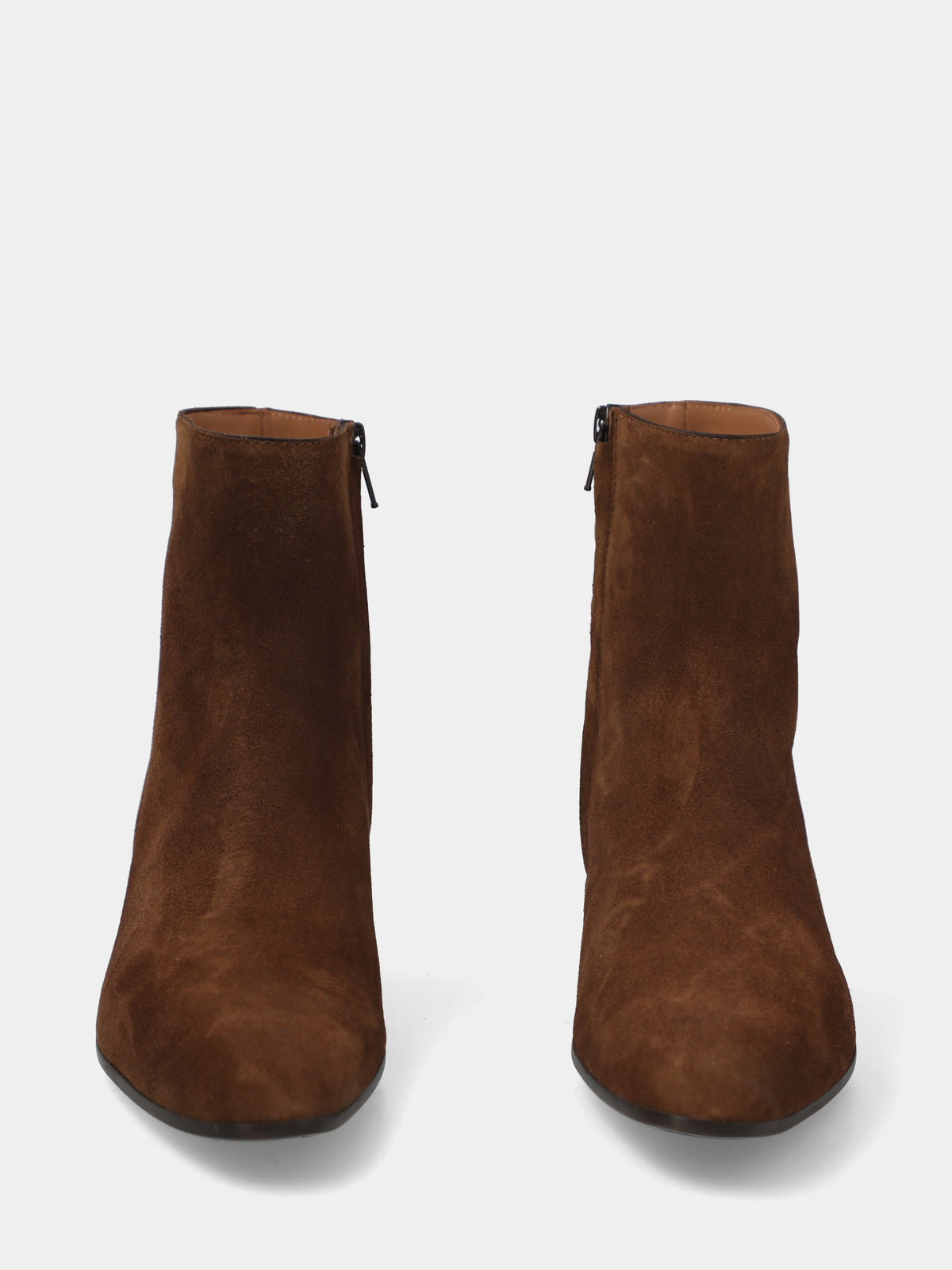 Stivaletto in camoscio marrone con tacco fasciato