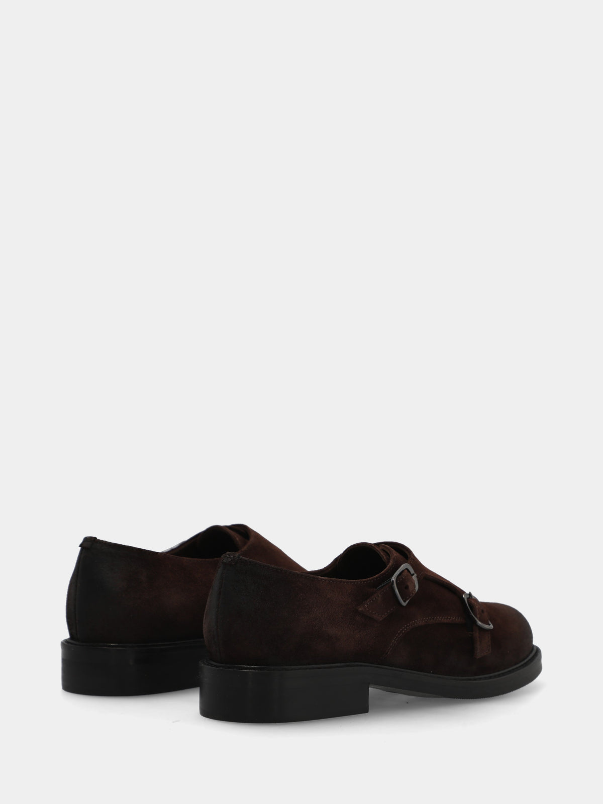 Derby in velour testa di moro con doppie fibbie