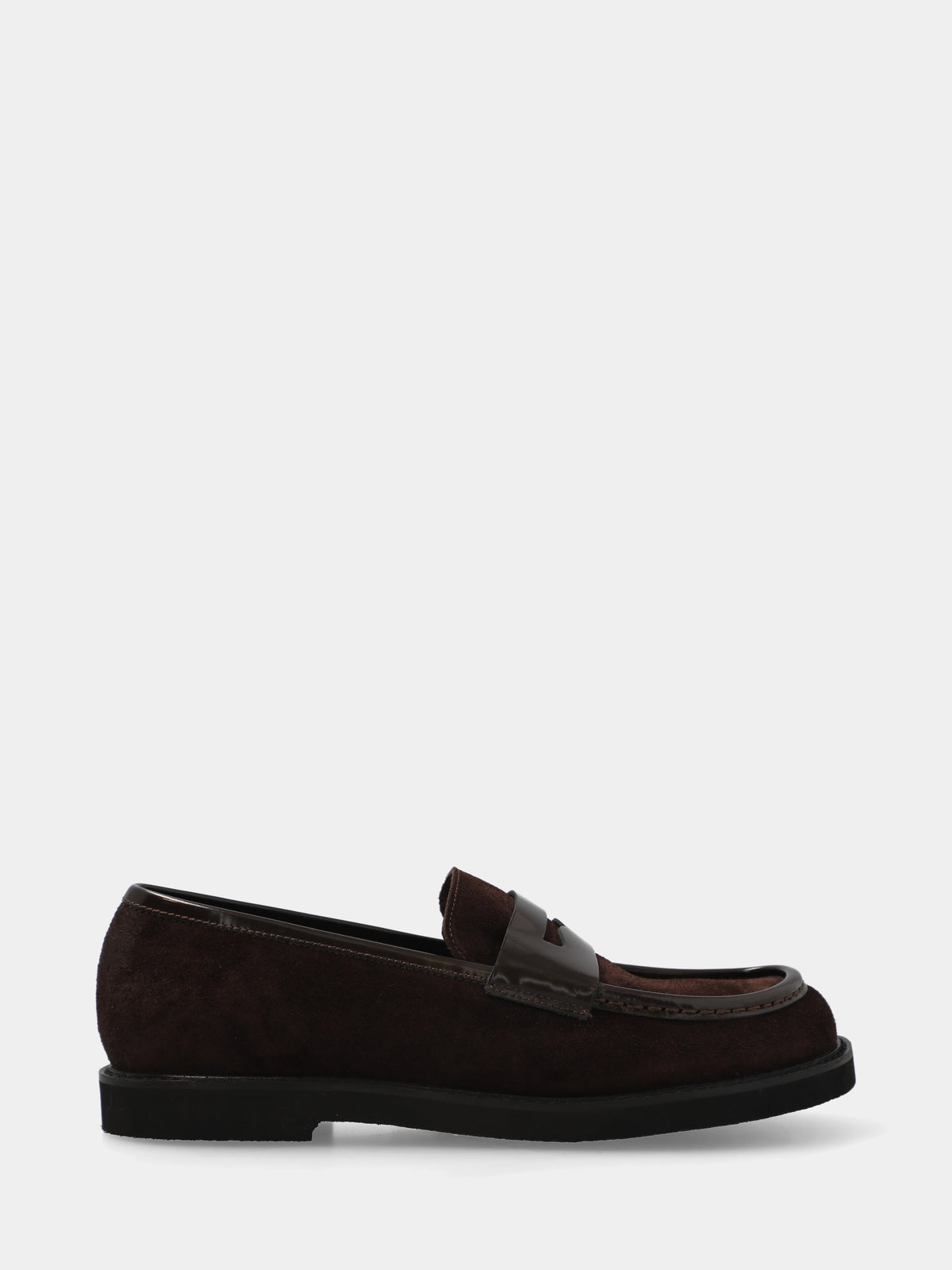 Mocassino in velour testa di moro con mascherina