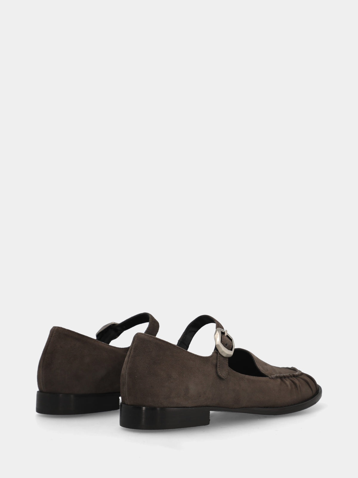 Mocassino in camoscio grigio con cinturino