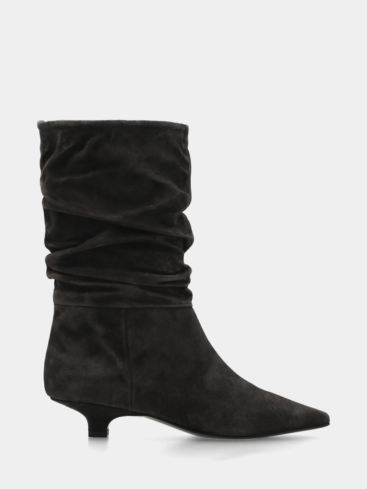 Stivaletto in velour antracite con tacco a calice