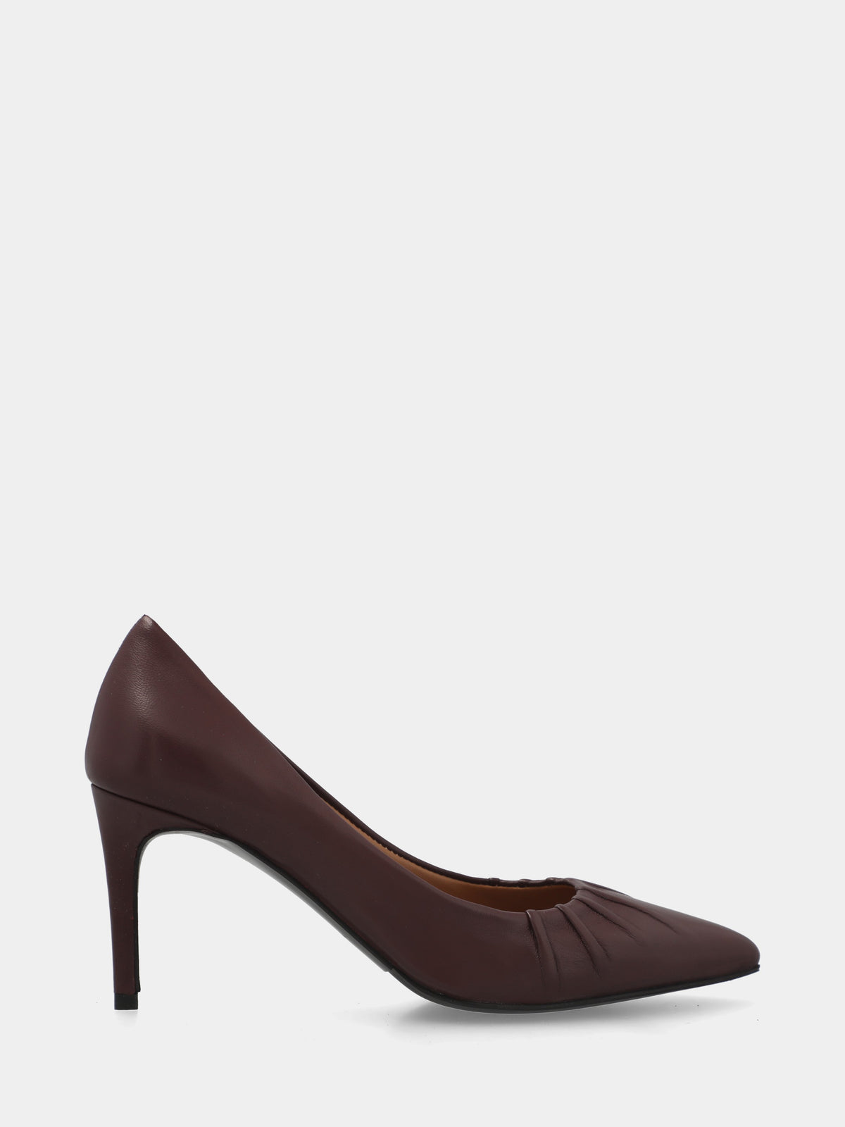 Décolleté in nappa bordeaux con scollo arricciato