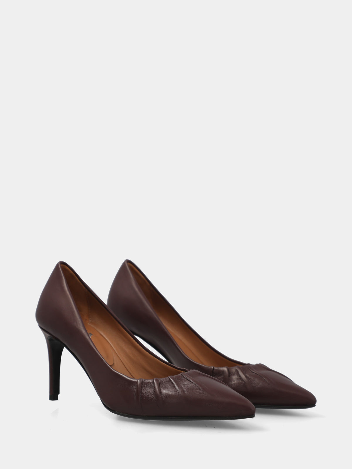 Décolleté in nappa bordeaux con scollo arricciato