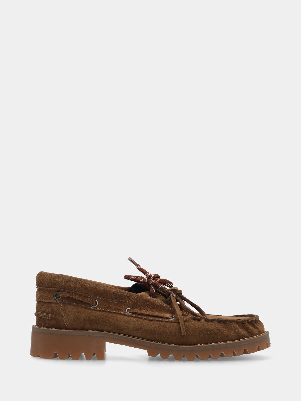Stringata in velour nocciola con suola carrarmato