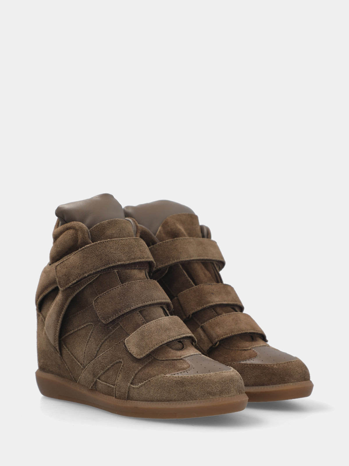Sneakers in velour grigio con tre cinturini a strappo