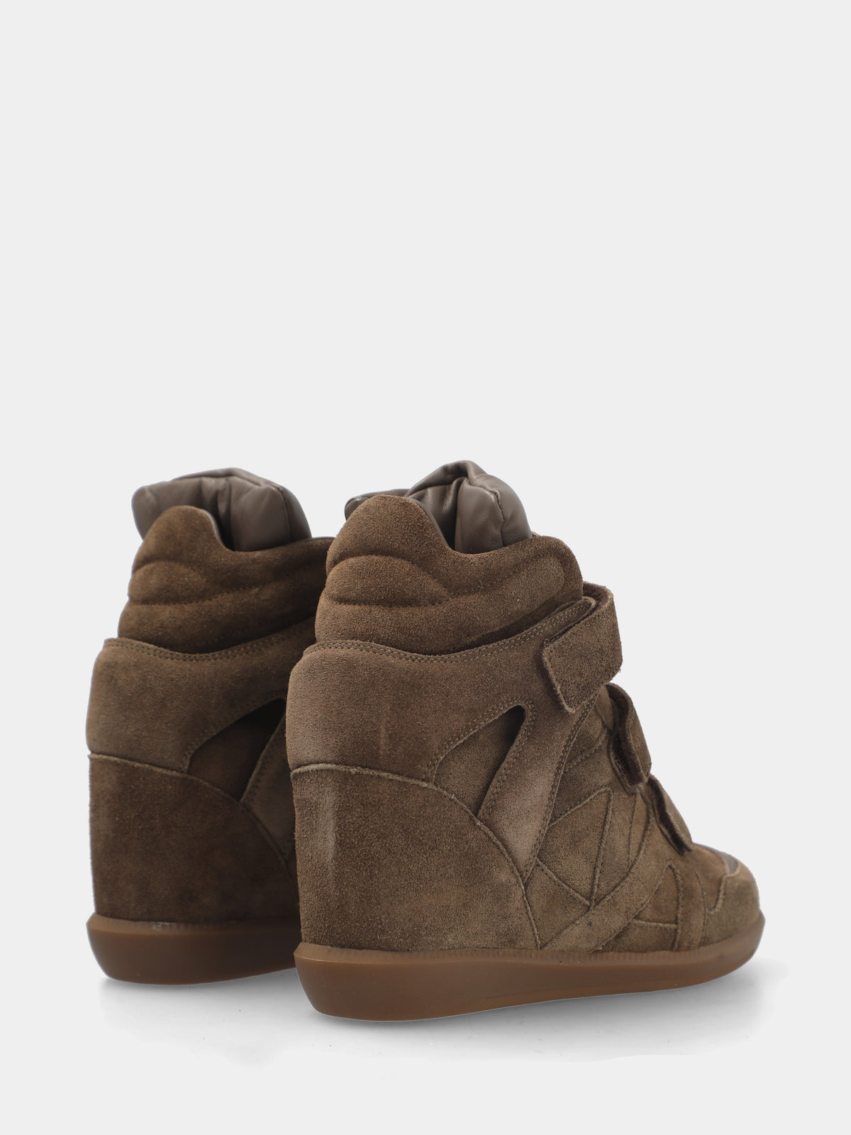 Sneakers in velour grigio con tre cinturini a strappo