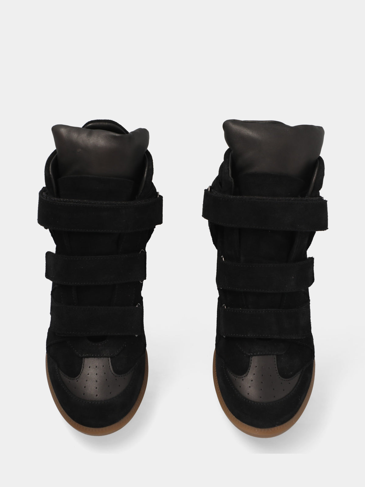 Sneakers in velour nero con tre cinturini a strappo