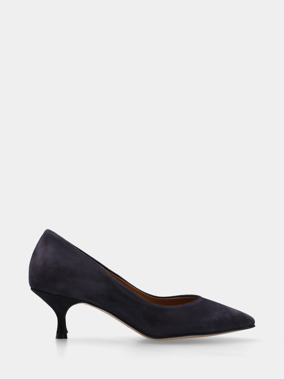 Décolleté in camoscio blu con tacco a calice
