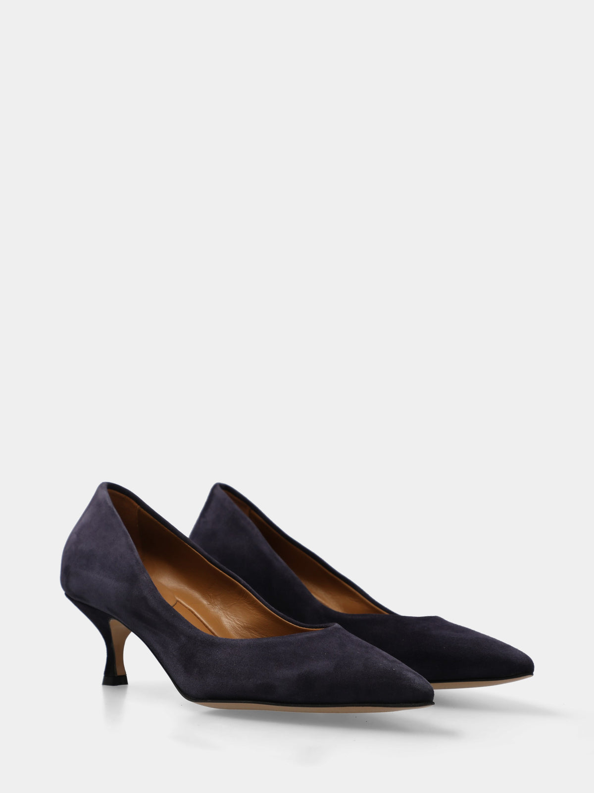 Décolleté in camoscio blu con tacco a calice