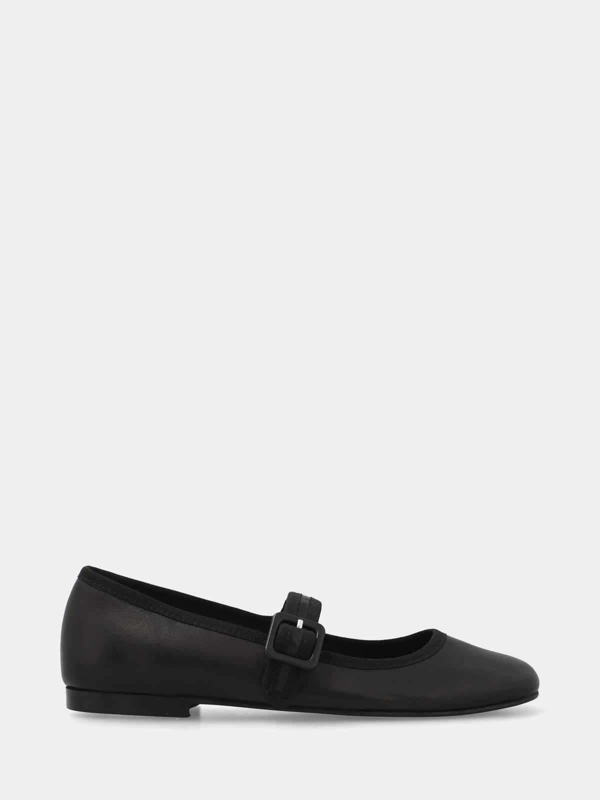 Ballerina in nappa nera con cinturino
